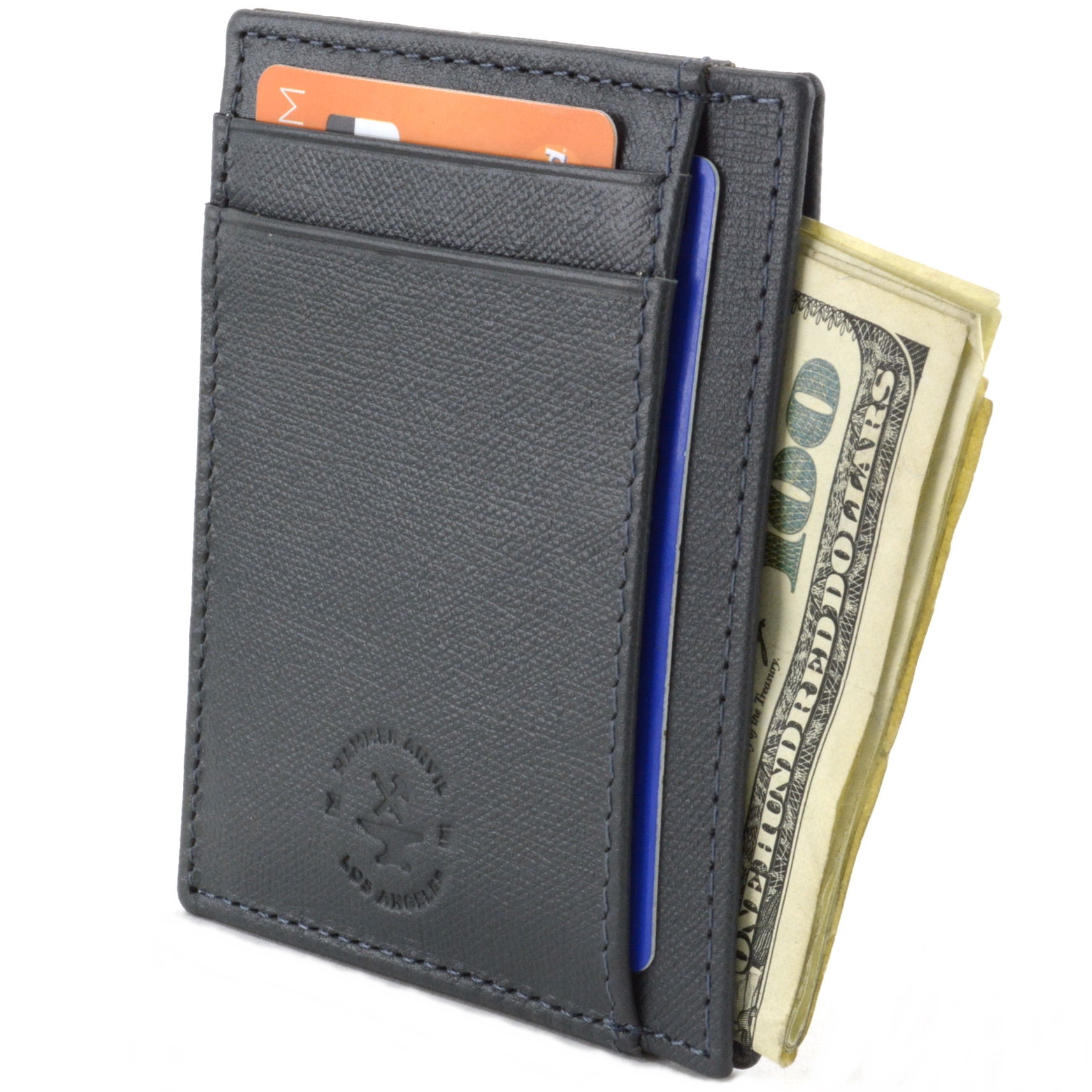 Hammer Anvil Minimalist Front Pocket Wallet RFID Blocking Thin Leather